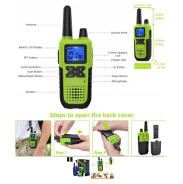 Krótkofalówka PMR446 radiotelefon walkie talkie USB 1800mAh 2szt.