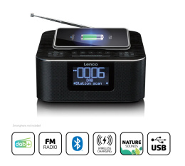 LENCO CR-650BK radiobudzik DAB+/ FM z Bluetooth i ładowaniem bezprzew.